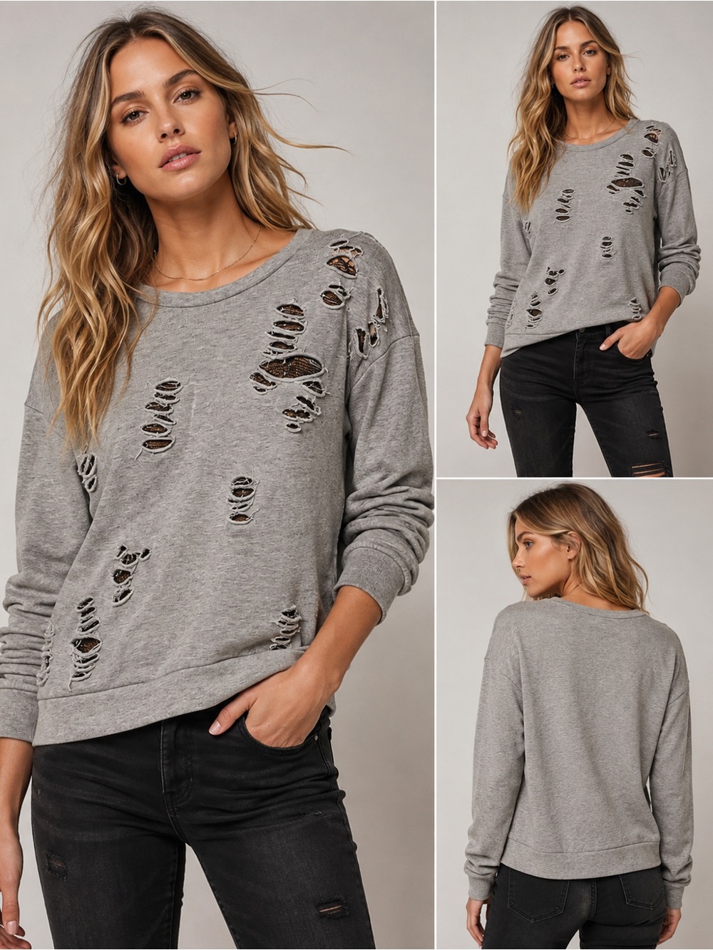 Generation Love Distressed Grey Crewneck Sweatshirt